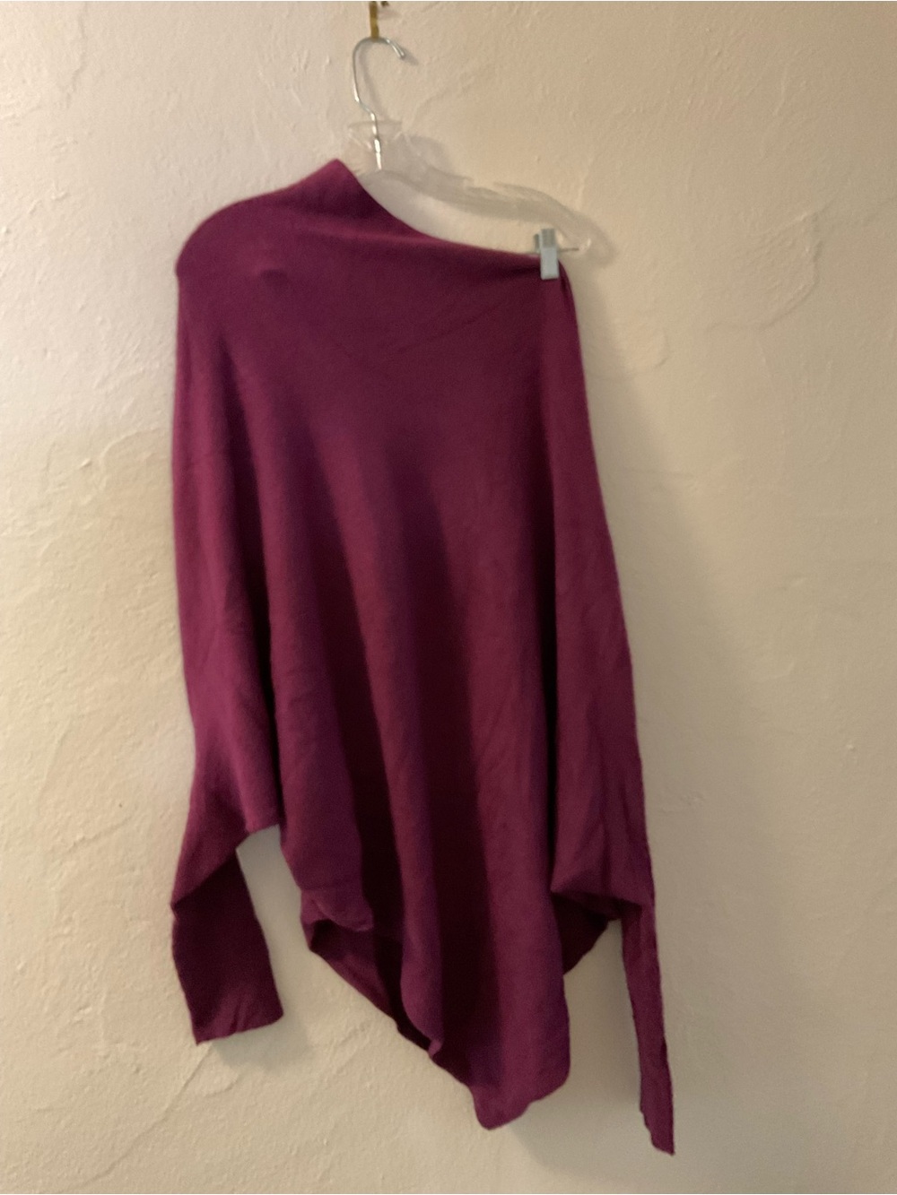 Off-the-Shoulder Draped Sweater in Plum